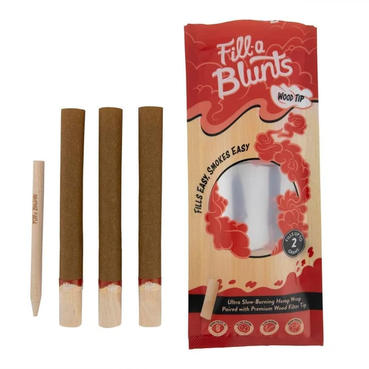 Fill-a Blunts Display Box - Fill-a Blunts 2 Gram Fatty Pre Rolled Blunt Tubes with Wood Filter Tips [15 Packs per Box, 3 Tubes per Pack] 