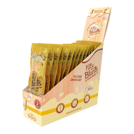 Display Box - Fill-a Blunts 2 Gram Fatty Pre Rolled Hemp Wrap Blunt Tubes with Sugar Flavor Wood Filter Tips [15 Packs per Box, 3 Tubes per Pack]