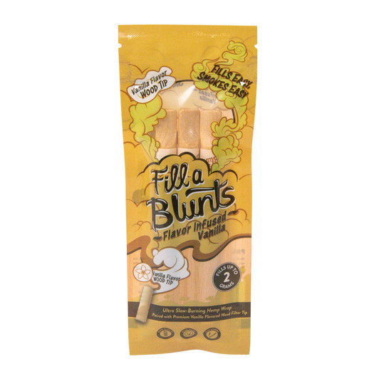 Fill-a Blunts 2 Gram Fatty Pre Rolled Hemp Wrap Blunt Tubes with Vanilla Flavor Wood Filter Tips [Pack of 3]