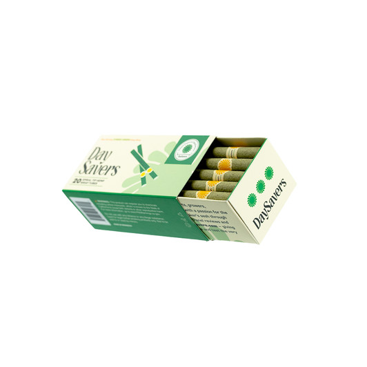 DaySavers Half Gram 1 1/4 Green Hybrid Hemp Blunt Wrap Artisan Pre Rolled Tubes with Spiral Filter Tips [Pack of 20 Tubes]