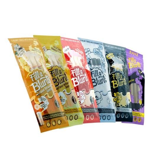 Fill-a Blunts 2 Gram Fatty Premium Blunt Tubes Bundle - Glass, Ceramic, Wood, and Spiral Tips - 18 2g Tubes! [6 Packs - 3 Blunt Tubes Each]