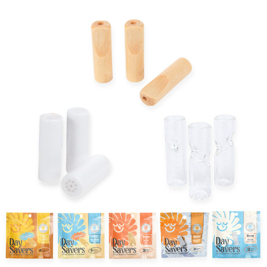 DaySavers 9mm Premium Tips Bundle - Glass, Wood and Ceramic [Tips Only - 5 Types - 15 Tips Total]