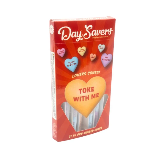  DaySavers Display Box - 84mm/26mm Lovers Pre-Rolled Cones - Refined White [20 Packs with 21 Cones per Pack] 