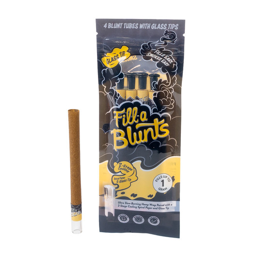 Display Box - Fill-a Blunts 109mm/9mm Pre-Rolled Blunt Tubes - Glass Filter Tips [15 Packs per Case, 4 Tubes per Pack]