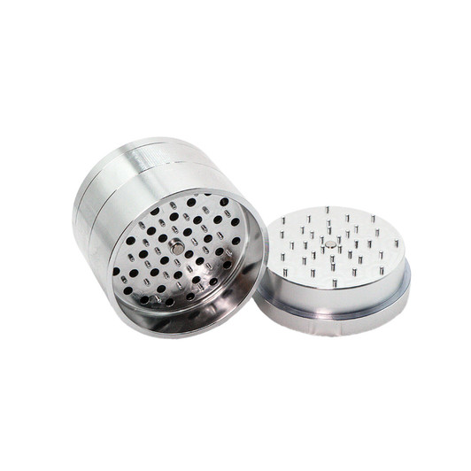 Stache Big Grinder - 4-Piece with Ash Tray - Silver