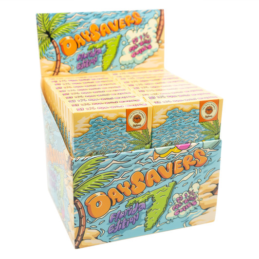 DaySavers Display Box - 84mm/26mm Florida State Pre-Rolled Cones - Refined White [20 Packs, 21 Cones per Pack]