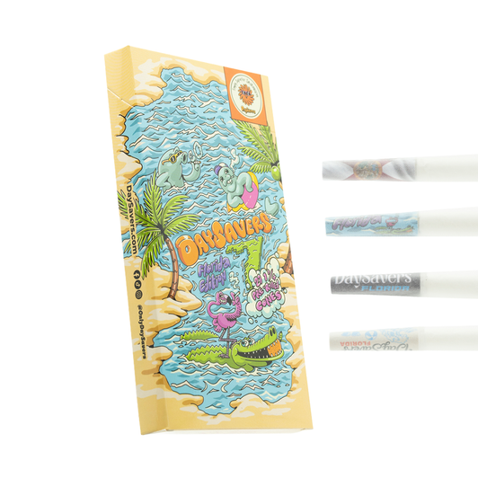 DaySavers Display Box - 84mm/26mm Florida State Pre-Rolled Cones - Refined White [20 Packs, 21 Cones per Pack]