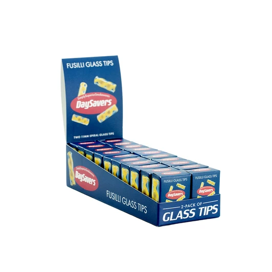 Display Box - DaySavers 11mm Fusilli Glass Tips [20 Packs per Case - 2 Tips per Pack]