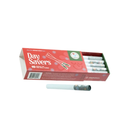 daysavers half gram 1 1/4 christmas edition ultra refined white artisan pre rolled tubes 10 pack