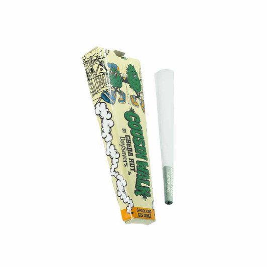 DaySavers Display Box - DaySavers x Cheba Hut - Cousin Walk King Size Refined White Pre-Rolled Cones [24 packs - 3 cones per pack] 