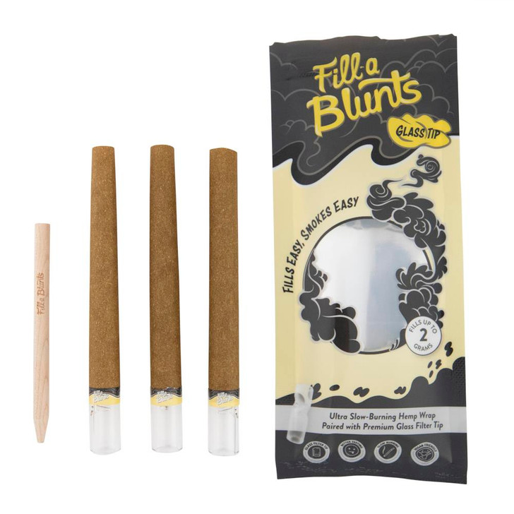 Fill-A Blunts Pre-Rolled Blunt Tubes - Glass Tips - Pack of 3