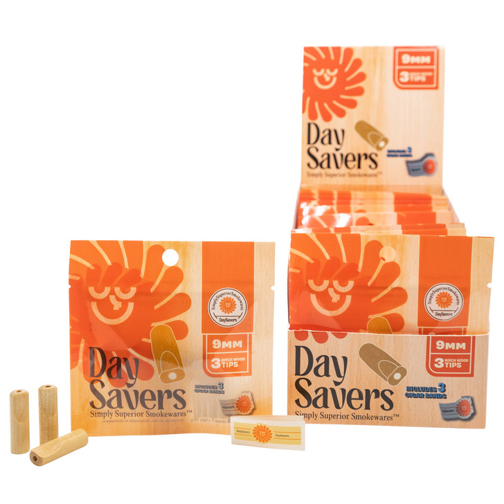 Display Box - DaySavers Natural Wood Filter Tips [3 Tips per Pack, 20 Packs per Box]