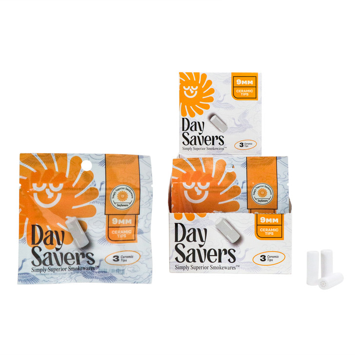 DaySavers 9mm Ceramic Tips Display Box [3 Tips per Pack, 20 Packs per Box]