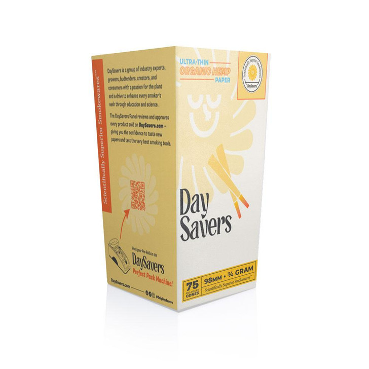  DaySavers Special 98s 3/4 Gram Organic Hemp Pre Rolled Cones [75 Cone Box] 