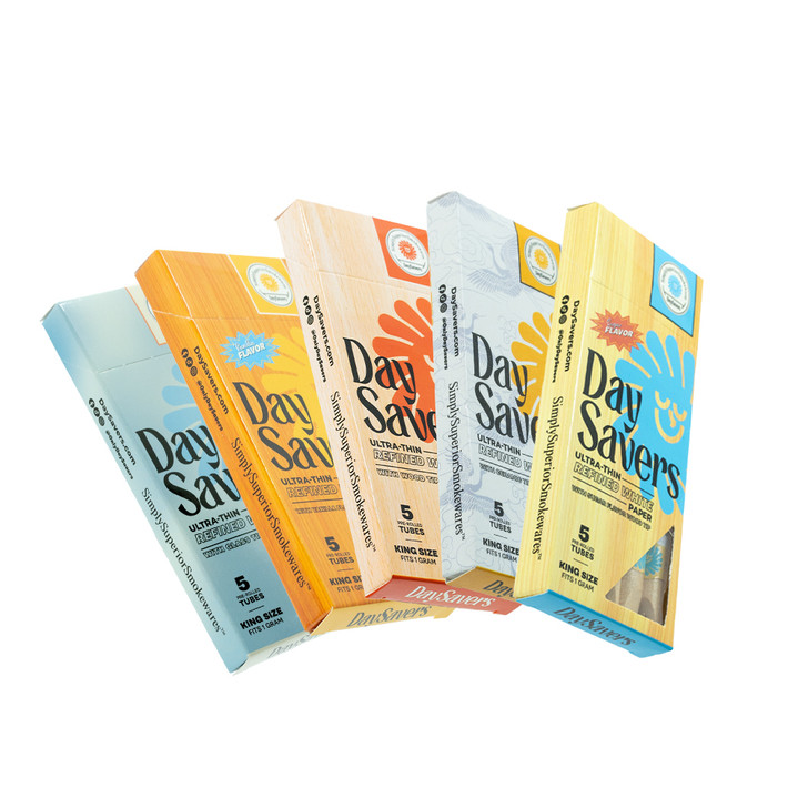DaySavers Premium Smoking Tubes Bundle - Featuring Wood, Glass and Ceramic Tips - 25 1g Tubes [5 Packs with 5 Tubes Each]