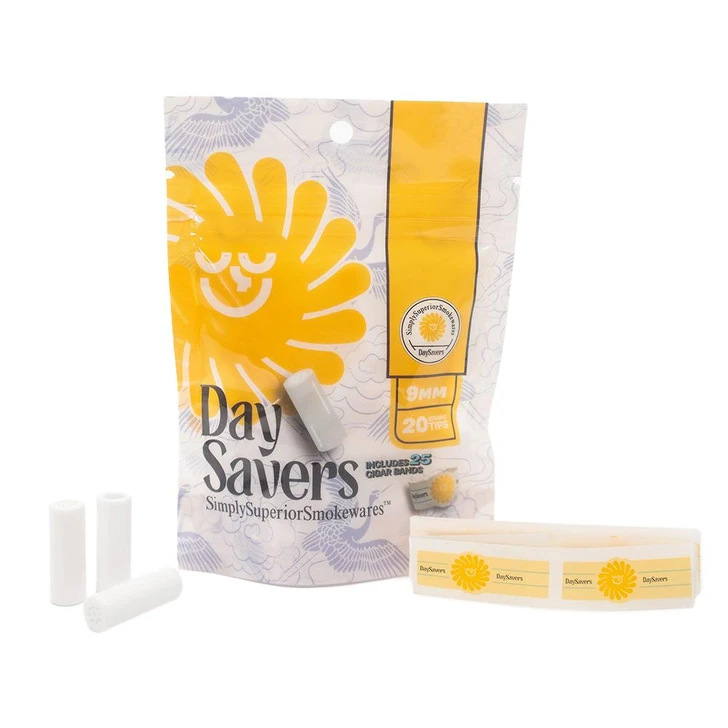  DaySavers 9mm Ceramic Filter Tips with Cigar Bands - [Pack of 20] 