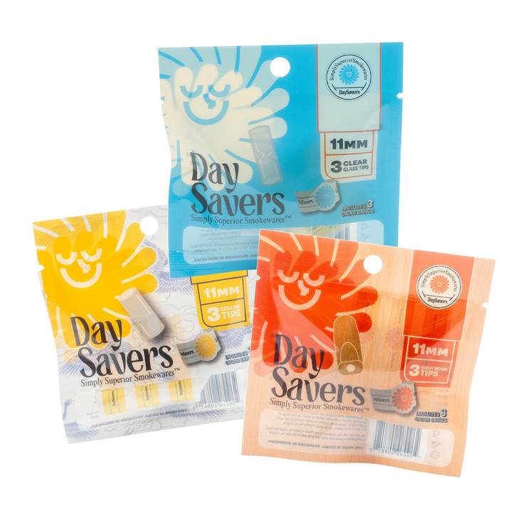 DaySavers 11mm Tips (Wood, Glass, Ceramic) [3 Tips per Pack] + FREE King Size Jumbo Rolling Papers Booklet  [32 papers] **Limited Time Only**