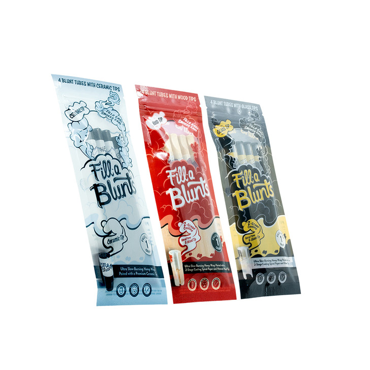 Fill-a Blunts 1 Gram Premium Tip Blunt Tubes Bundle - Glass, Ceramic, and Wood - 12 1g Tubes! [3 Packs with 4 Blunt Tubes Each]