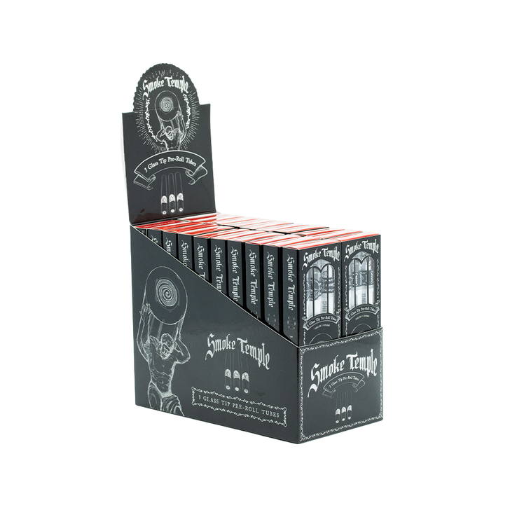 Display Box - Smoke Temple 2-Gram Pre-Rolled Tubes with Glass Tip and Spiral Insert [20 Packs per Case - 3 Tubes per Pack]