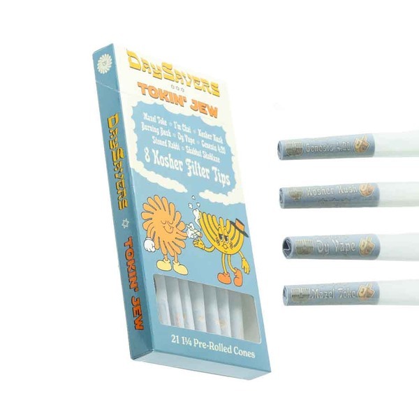 tokin jew box beside four white paper pre rolled cones