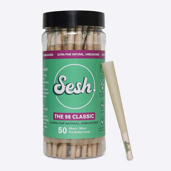 2columnbanner.jpg Sesh Natural Pre-rolled Cones - 98mm Classic- jar of 50