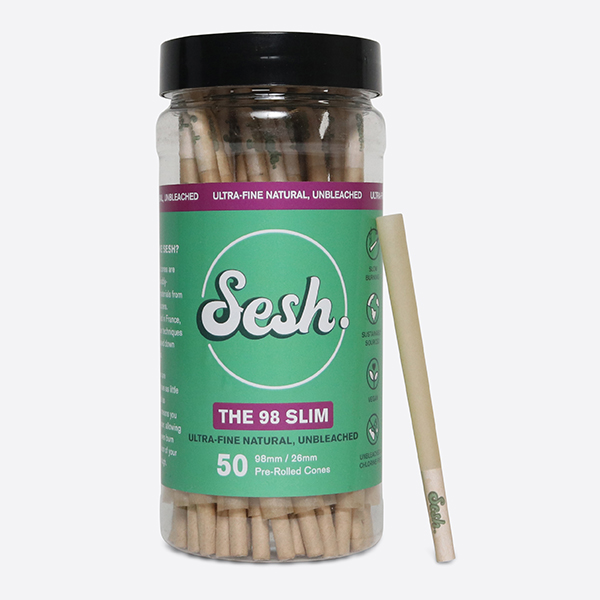 Sesh Natural Pre-rolled Cones - 98mm Slim - jar of 50