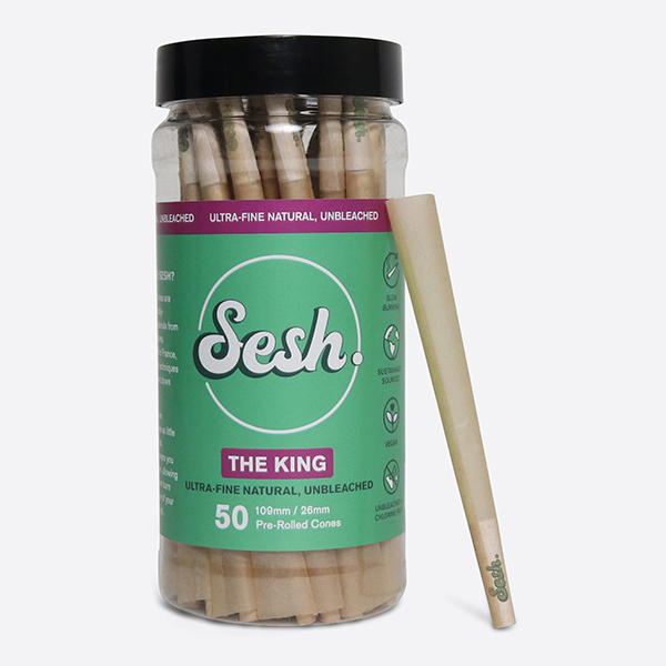 Sesh Natural Pre-rolled Cones - 109mm King - jar of 50