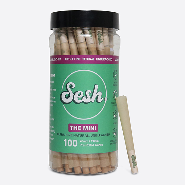 Sesh Natural Pre-rolled Cones - 70mm Mini- jar of 50