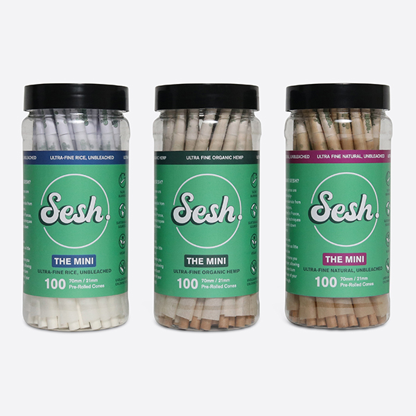 Sesh Pre-rolled paper cones - Natural, Organic Hemp, Rice - 70mm