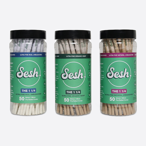 Sesh Pre-rolled paper cones - Natural, Organic Hemp, Rice - 84mm Size