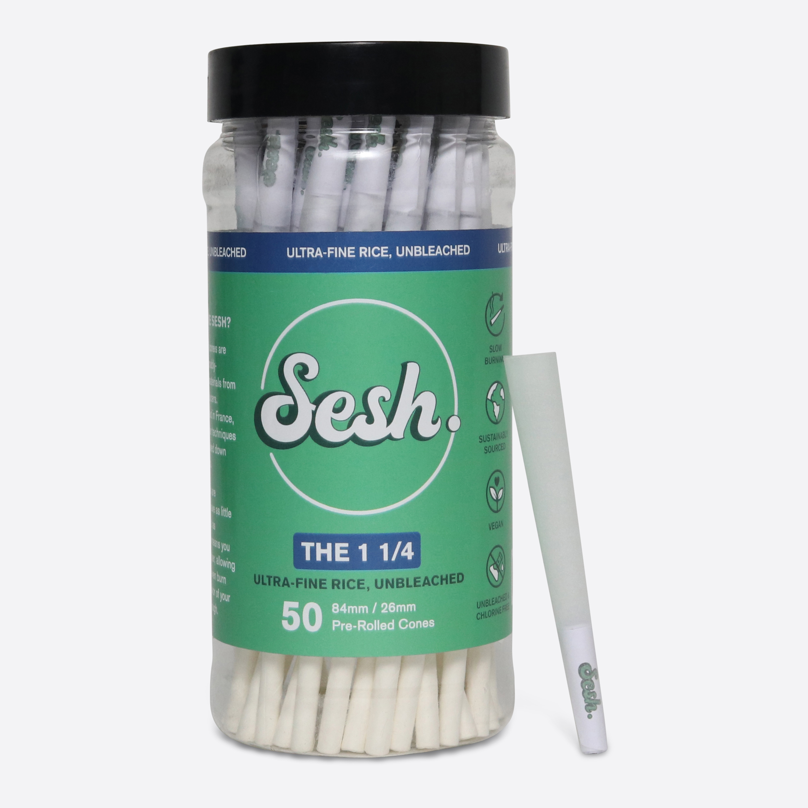 Sesh Rice Pre-rolled Cones - 84mm - jar of 50