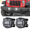 Voltage Automotive 4in LED Fog Lamp Anti-Flicker Daytime Running Light with EMC 9V-16V IP67 Waterproof Compatible with Jeep Wrangler JK JL Unlimited, 1 Pair