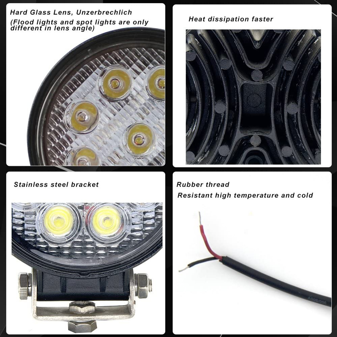 Super Bright 10-30V Round LED Work Lights For Tractor Excavator Boat  Trailer Tow Truck | Available In Wide Flood Light Or Long Distance Spot  Light | Forklift | Upgrade Your Heavy Duty