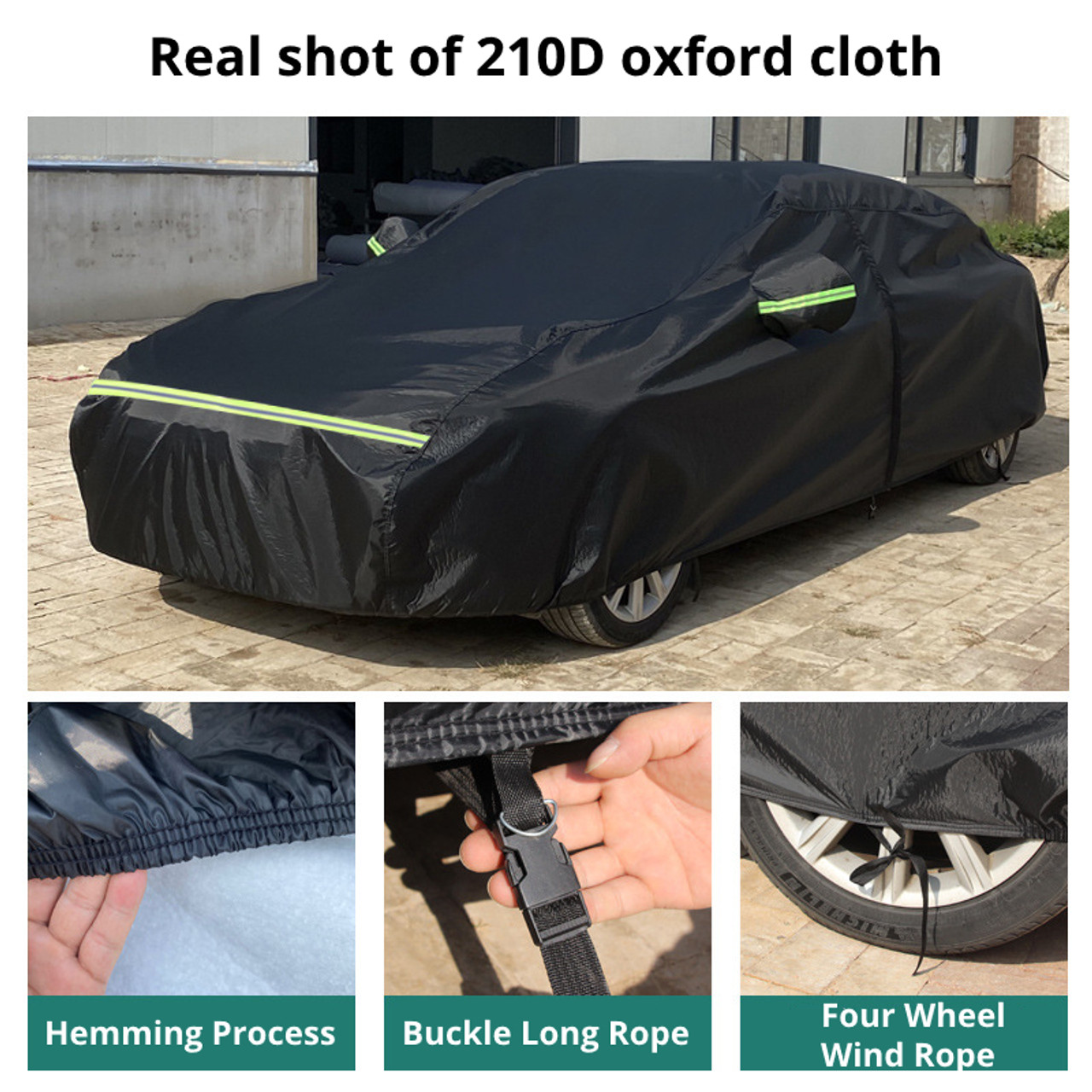 Universal Waterproof Car Cover Thickened 210D Oxford Cloth Aluminum Film  Full Cover Car Cover Heat Insulation