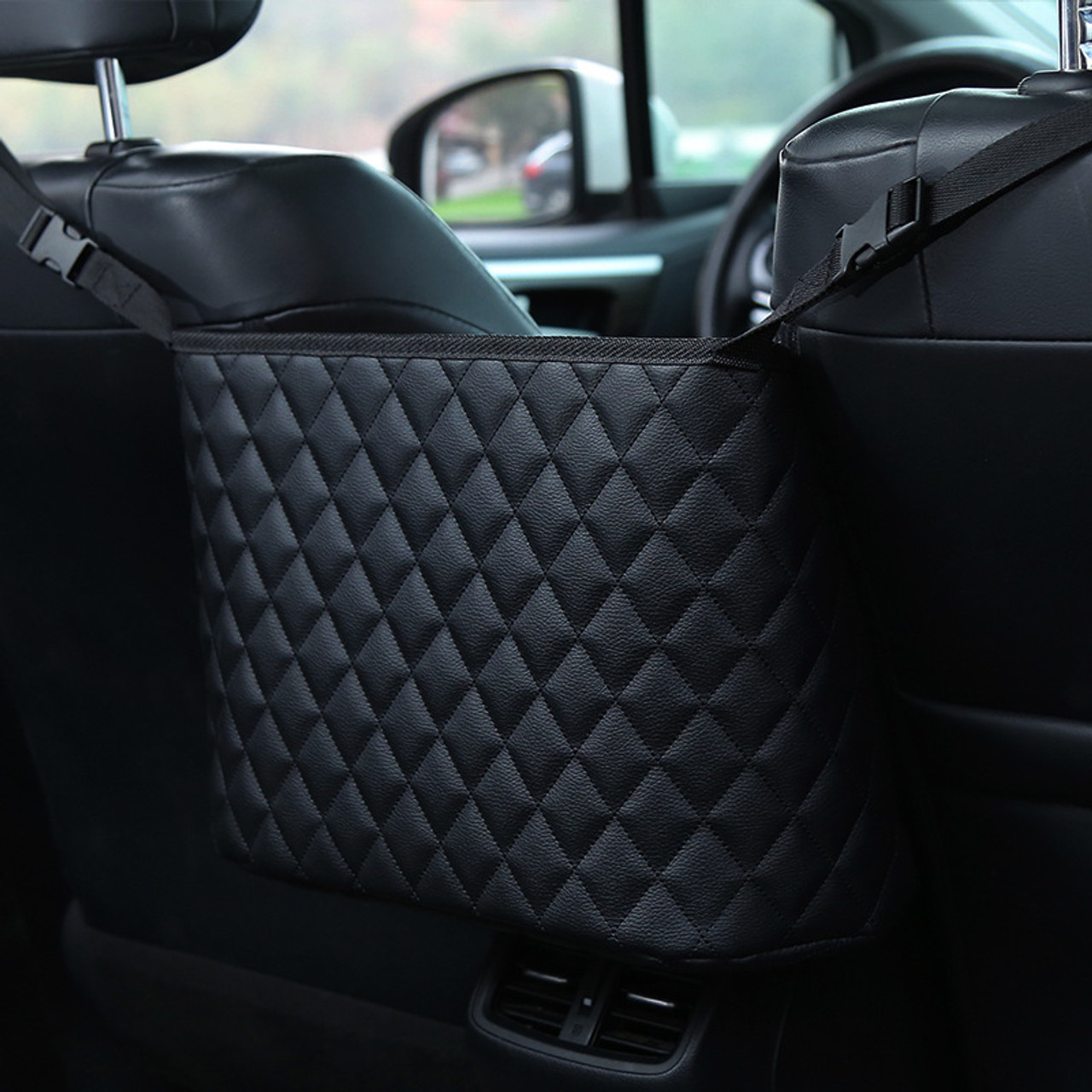 Car Storage Bag Between Two Seats Leather Hanging Storage Car