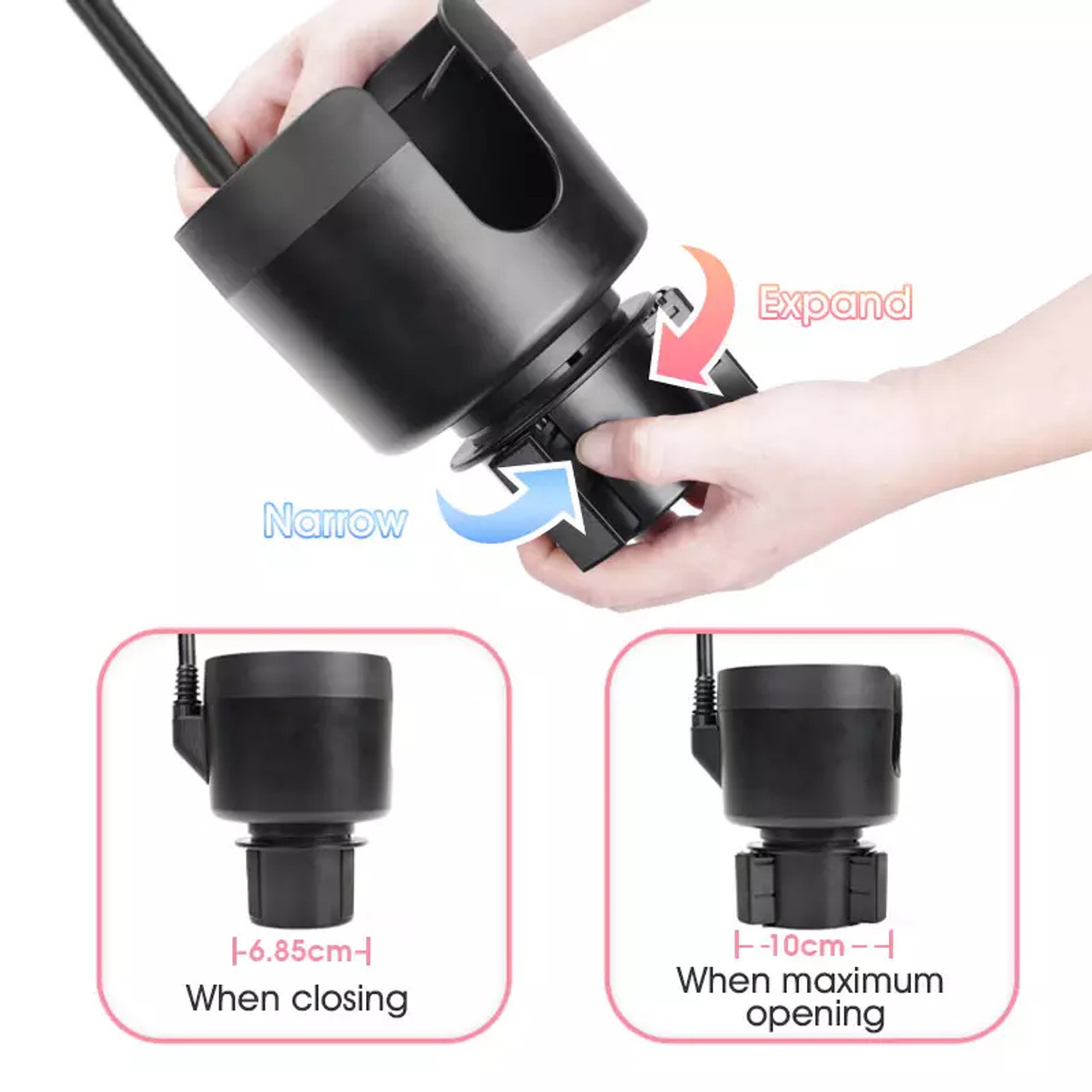 Vehicle Cup Holder With Phone Mount No Shaking 360 Degree Rotation Universal  Multifunctional