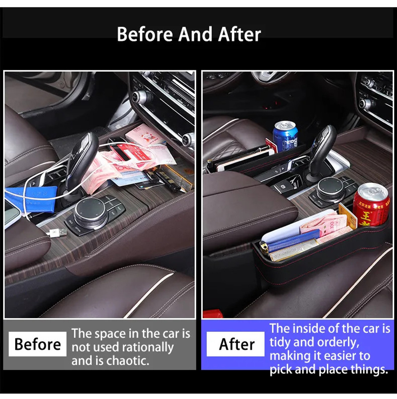VTG Car Seat Gap Filler Organizer Storage Box with Cup Holder Front Seat  Console Side Organizer Car Storage Accessories