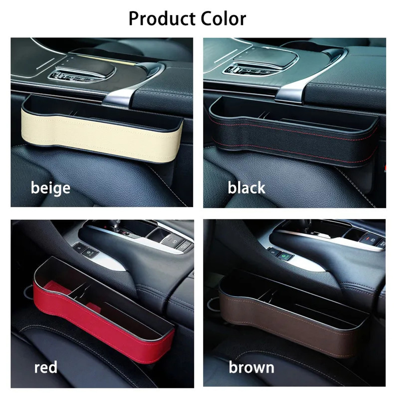 Pu Leather Car Seat Gap Organizer Car Front Seat Side Bag For