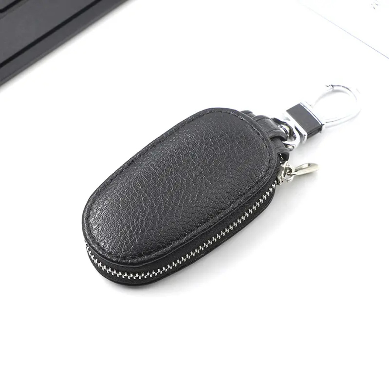 Leather Car Key Chain Ring Holder, Leather Keychain Bag