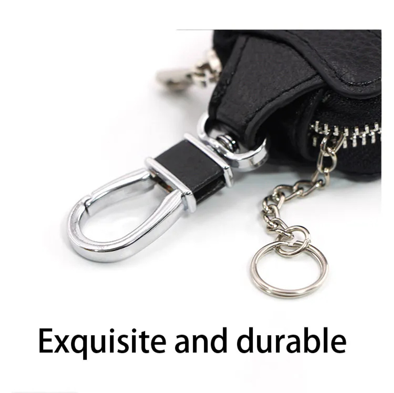 Keychain Clip and Key Ring. Purse Accessory Zipper Pull. Faux Leather  Silver or Gold Finish. 