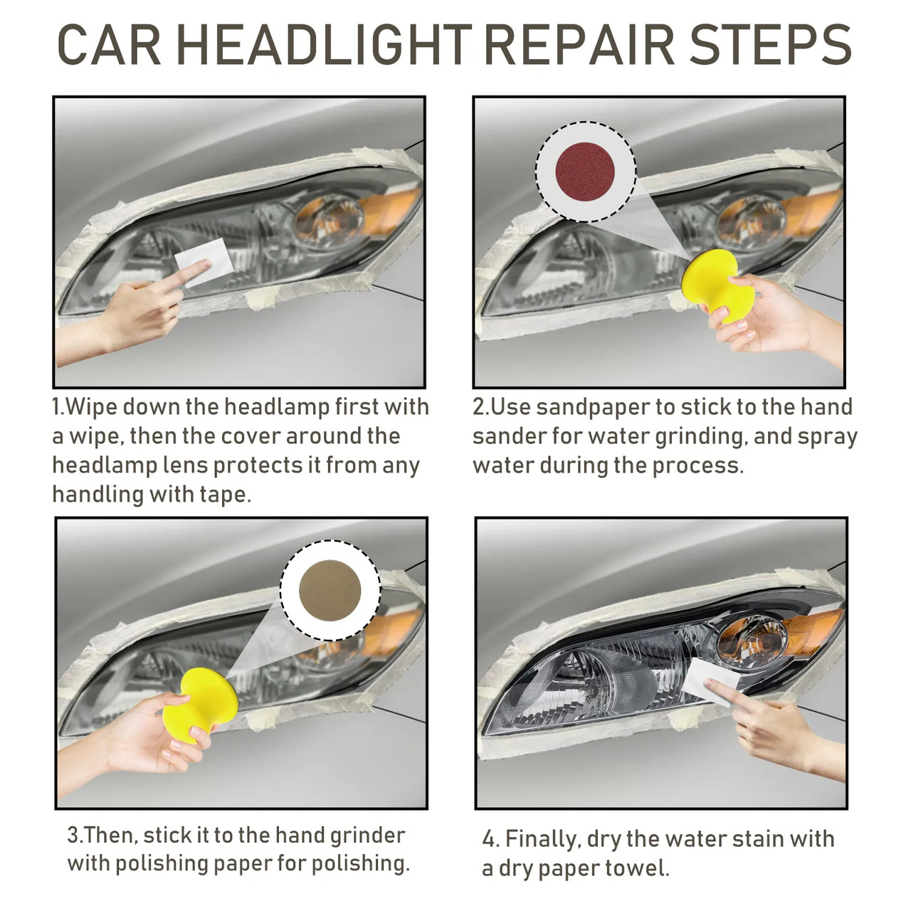 Car Headlight Cleaner Restore Lens Repair Headlight Repair Polishing Tool  Kit