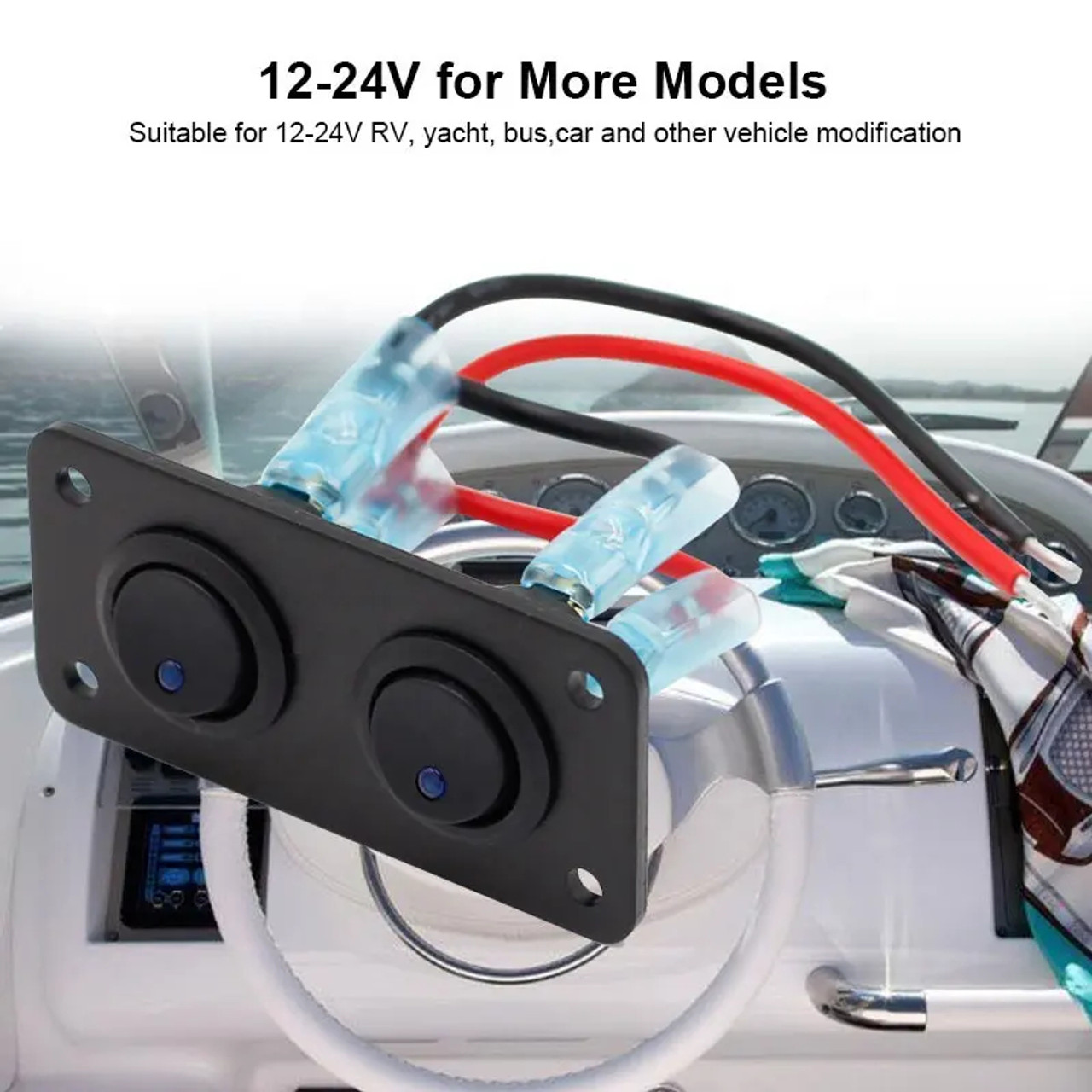 12-24V Modified Switch Control Panel 2-position Rocker Switch with LED  Light Rocker Switch Panel