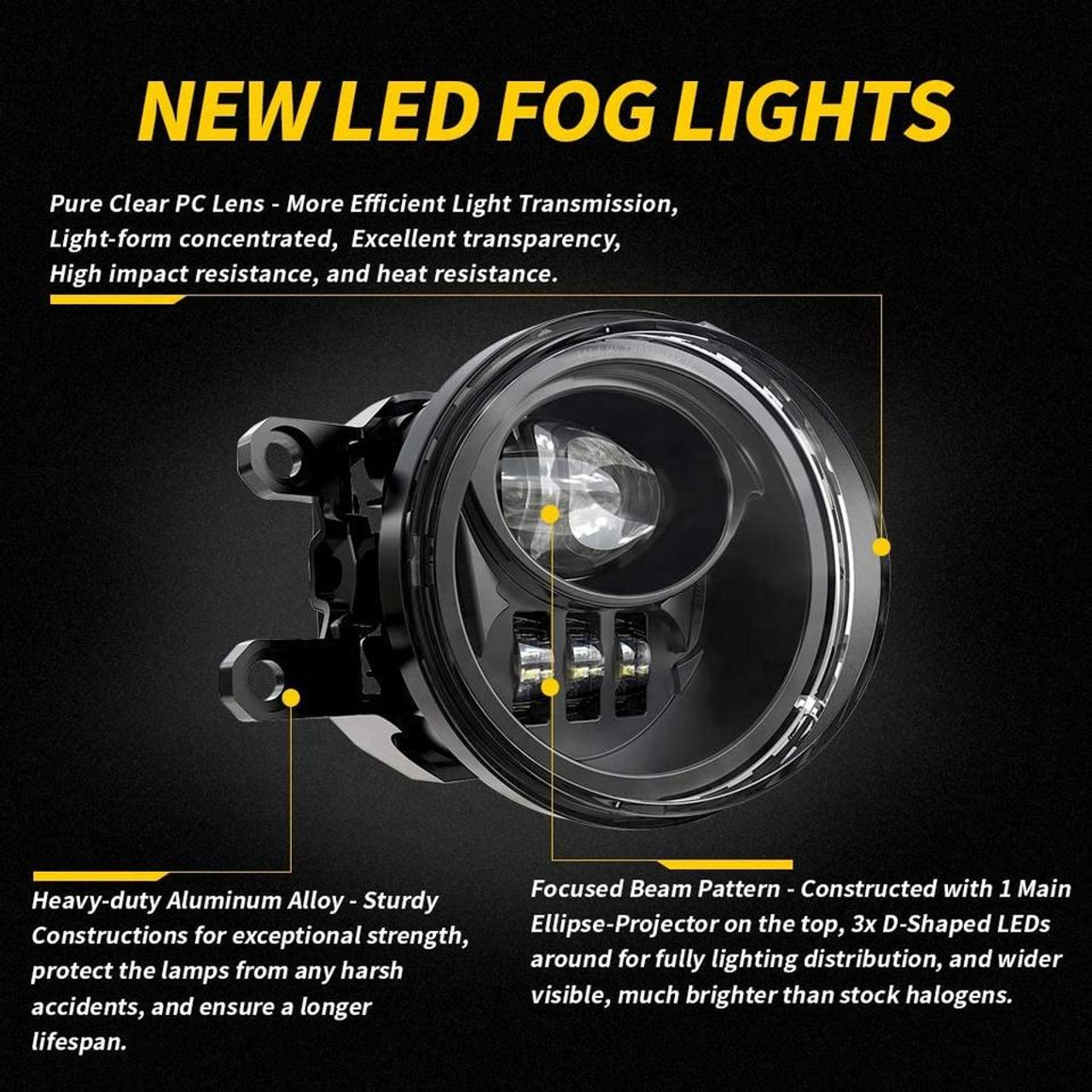 LED Fog Lights Bright Lamp 12V 27W 6000K Waterproof for Toyota Tacoma  16-19, 1 Pair