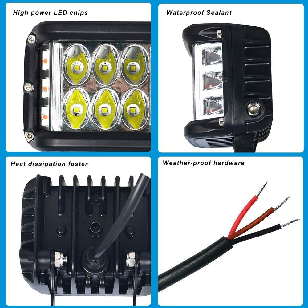 Voltage Automotive 4" LED Cube Strobe Auxiliary Driving Light Pod For Tractor Golf Cart ATV UTV