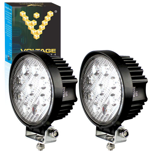 Voltage Automotive 4" Inch Round 27W LED Work Light Spot Light Flood Light (2 Pack)