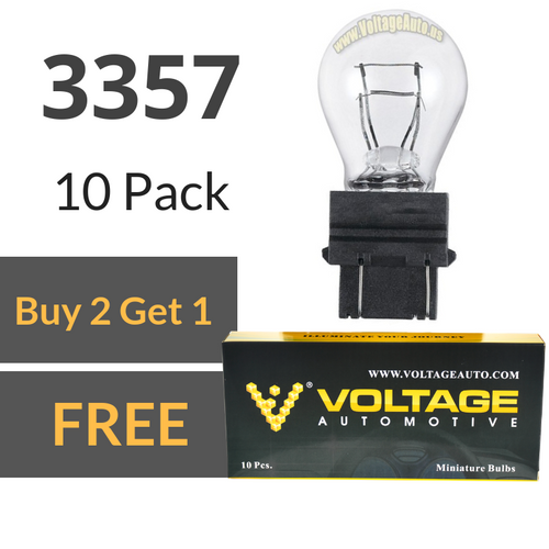Voltage Automotive 3357 Automotive Brake Light Turn Signal Side Marker Tail Light Bulb (Box of 10)