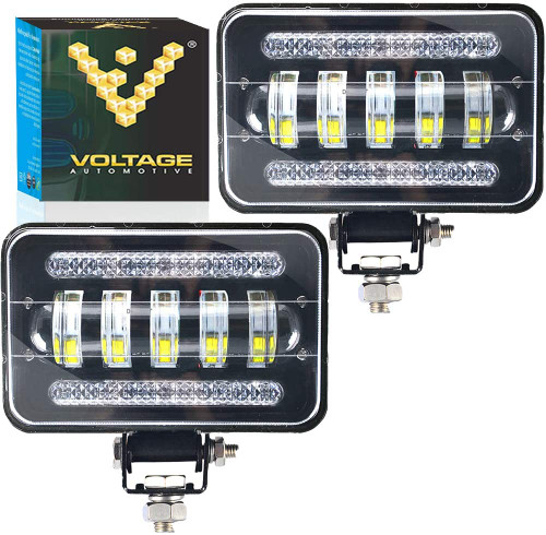 Voltage Automotive 4x6 Inch LED Off-Road Dual Driving Fog Light 6000K White (Pair)