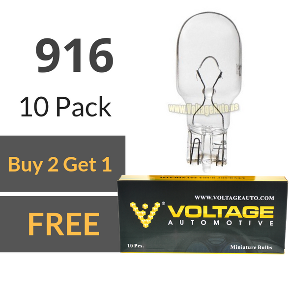 Voltage Automotive 916 Bulb For License Plate Light Side Marker Automotive Interior Light Dashboard Dome Light (Box of 10)