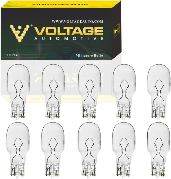 Voltage Automotive 912 Bulb For License Plate Light Side Marker bulb Auto Interior Light Dashboard light bulb Dome Light bulb (Box of 10)