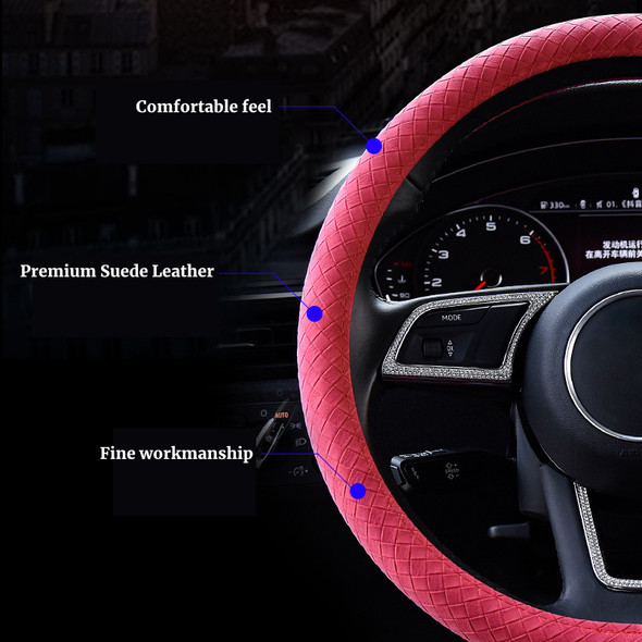 38CM Steering Wheel Cover Leather Embossed General Non-slip Sweat-absorbing Breathable